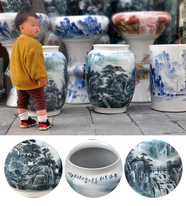 Jingdezhen ceramics receive cylinder barrels of hand - made variable quiver of calligraphy and painting scrolls of calligraphy and painting and calligraphy cylinder vase