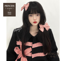 Hum wig female long-haired princess cut long hair fluffy natural Lolita wig black long straight Lolita full head cover