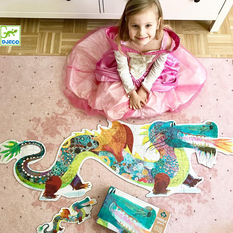 (Fire Dragon Legend) Djeco Alien No side big puzzle 58 pieces children's puzzle 4-6-year-old intellectual boy toy