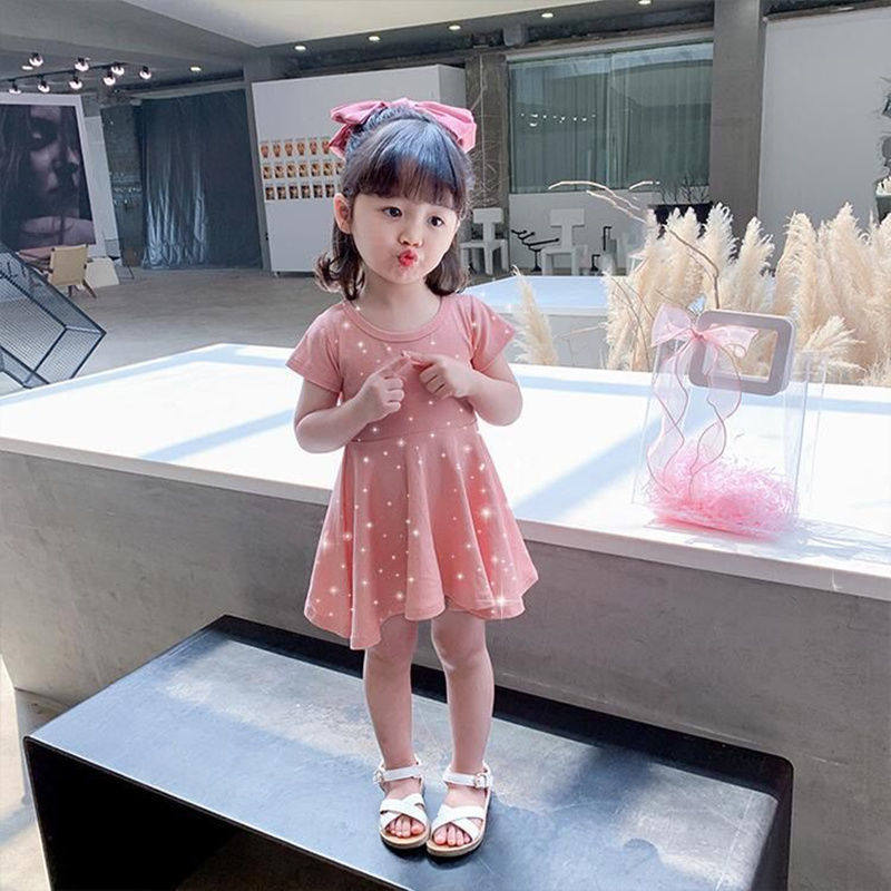 Girls'pure cotton foreign dress in girls' summer clothes 2022 new children's foreign palate baby princess dress girl skirt