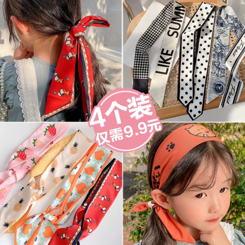 Детский шелковый шарф, волосы с женской корейской девушкой с маленькой девочкой, милой длинной лентой, волосами для волос верево