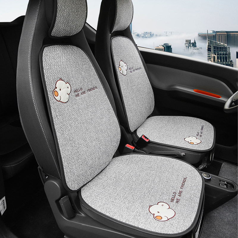Car seat cushion four seasons universal cartoon Chery QQ ice cream cute linen breathable summer non-slip seat cushion single piece