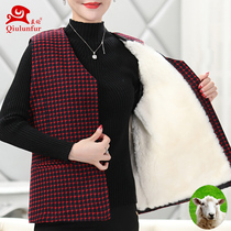 Middle-aged and elderly wool waistcoat female mother winter thickened cotton waistcoat leather vest grandma middle-aged and elderly horse clip