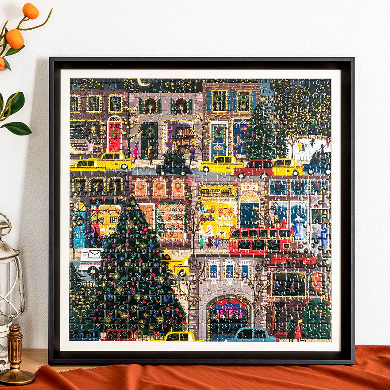 Christmas Winter Light Puzzle Photo Frame Flat Picture 70X50 Solid Wood Square 1000-Piece Framed Wall Hanging Large Picture Frame