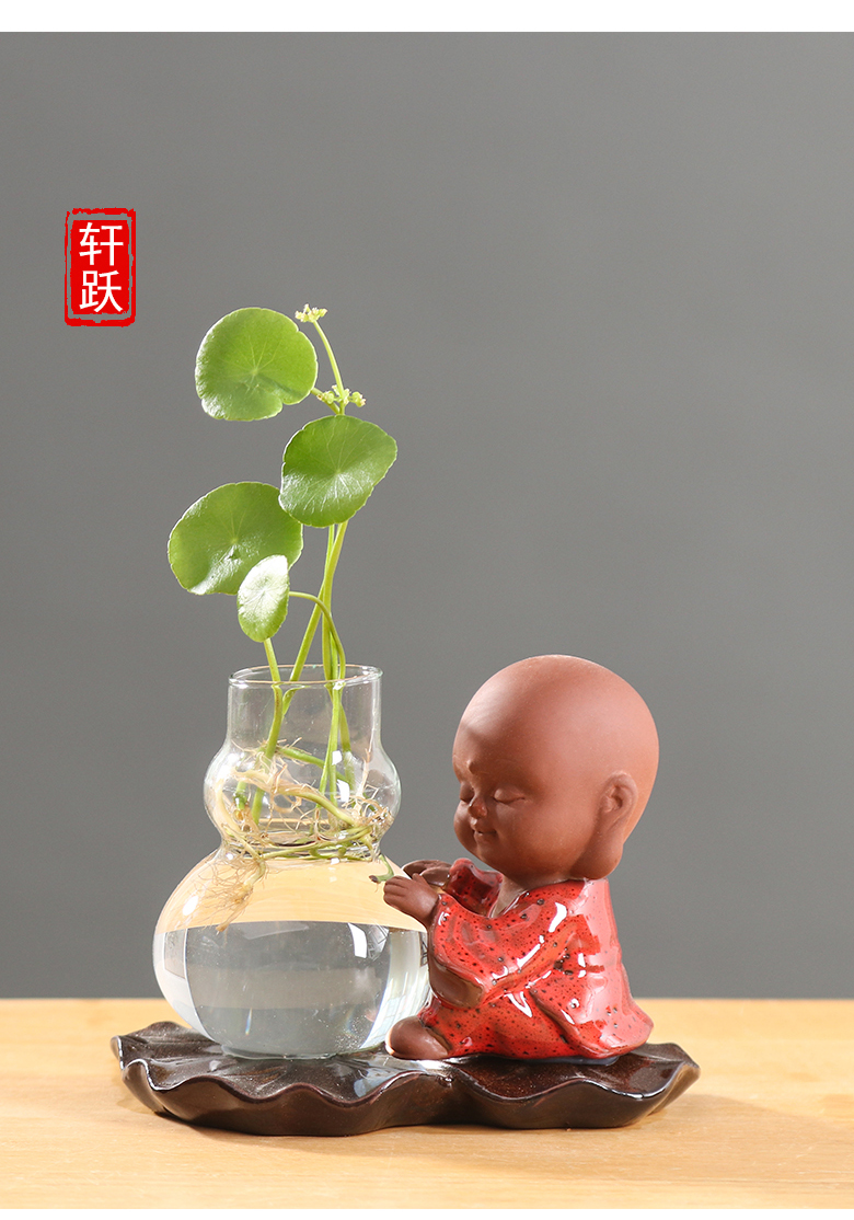 Creative move other hydroponics vases, glass transparent Chinese wind zen desktop water raise flowers planted a flower pot ceramics