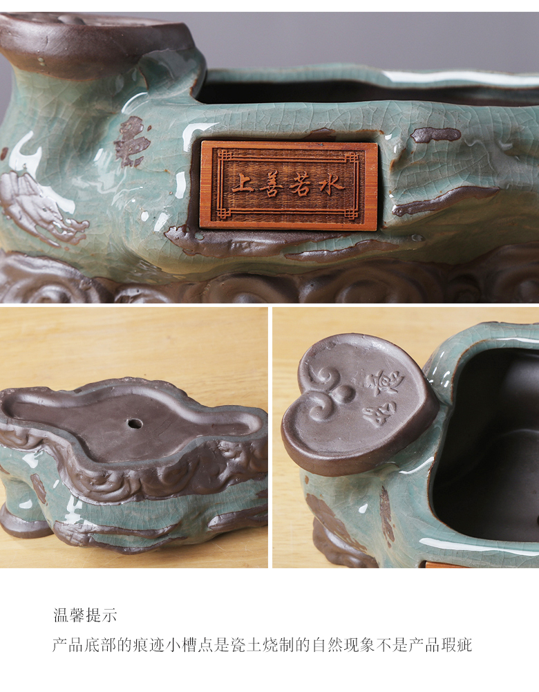 Classical flowerpot ceramic Chinese wind restoring ancient ways violet arenaceous zen creative move desktop potted the plants large flowers