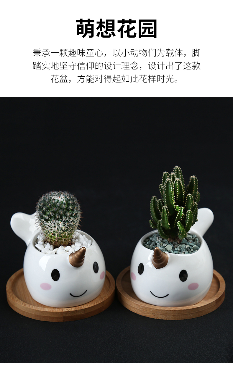 White meat flowerpot more ceramic creative move, lovely indoor plant celestial being special flower implement small desktop