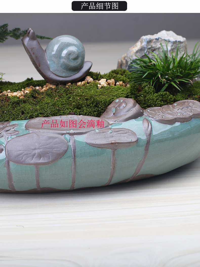 Little flowerpot ceramic creative move Chinese wind asparagus rich tree pot to restore ancient ways more meat shallow basin large clearance