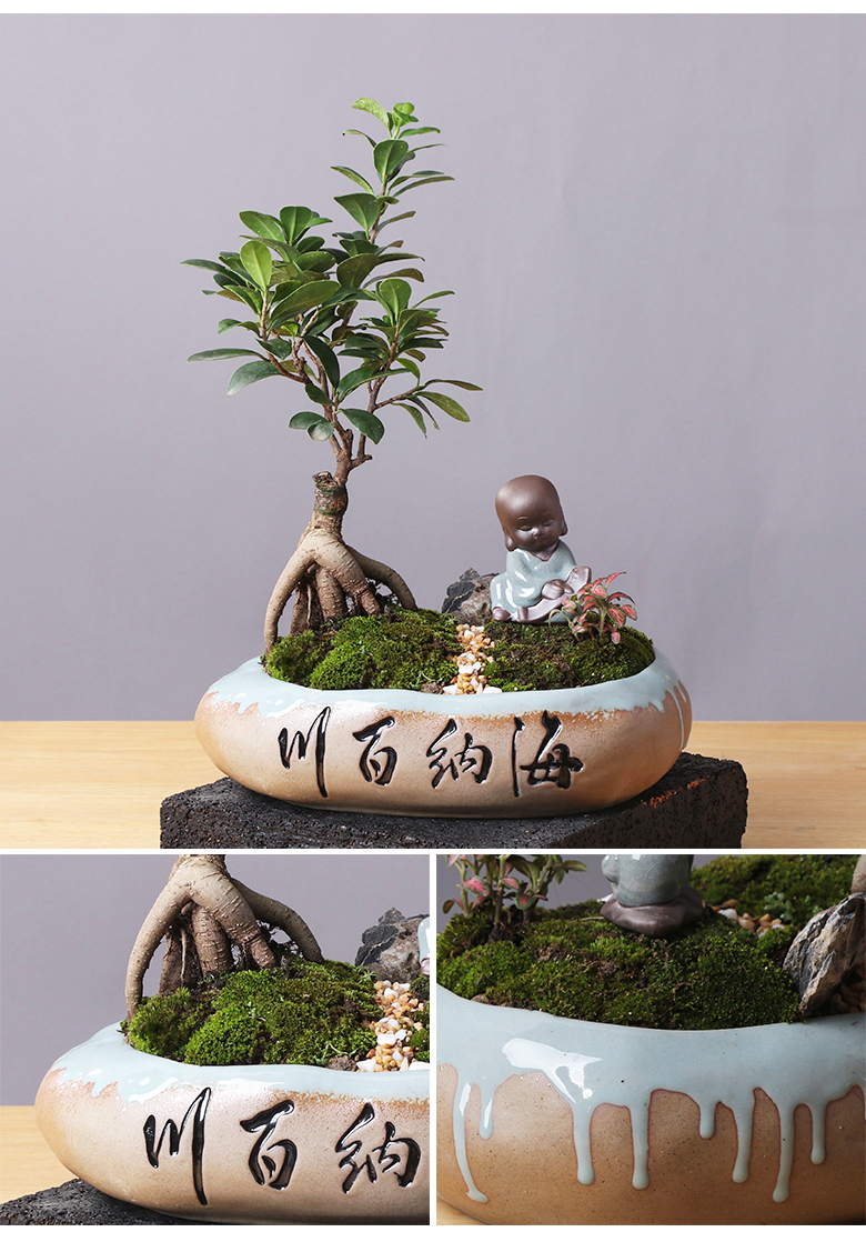 Chinese ceramic flower pot creative move household green plant asparagus indoor potted tree special large flower pot