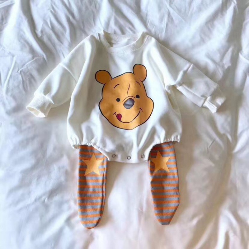 Autumn cartoon bear one-piece bag fart clothing 6 baby casual thick cotton 3 newborn Korean version of the romper romper to go out