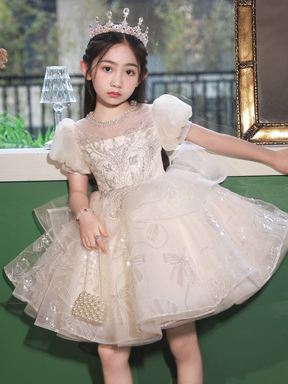 夏天超仙女童公主裙高端洋气儿童礼服裙十岁生日女孩主持钢琴演奏