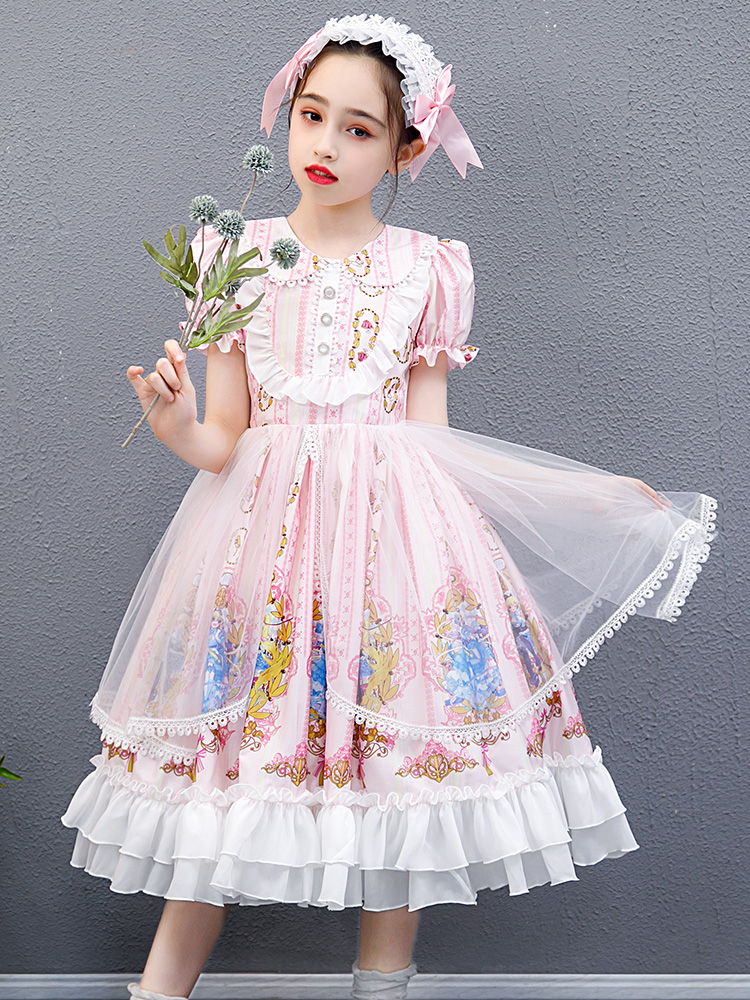 Girl Roleita Pink Dresses Dress New Little Girl Cute Laura Skirt Dress Lolita Princess Dress Fall