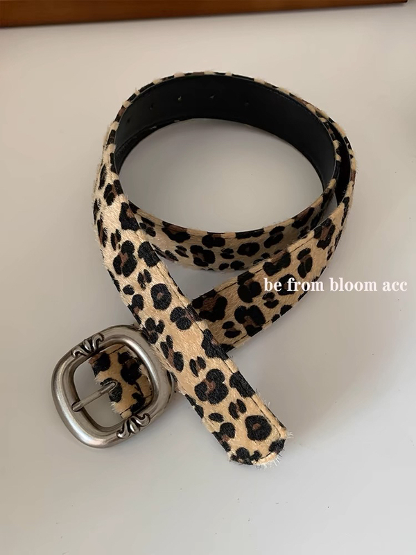 Celebrity Style Mohair Leopard Print Belt for Women, Simple and Versatile Jeans Belt, Trendy Fashion Belt Decoration