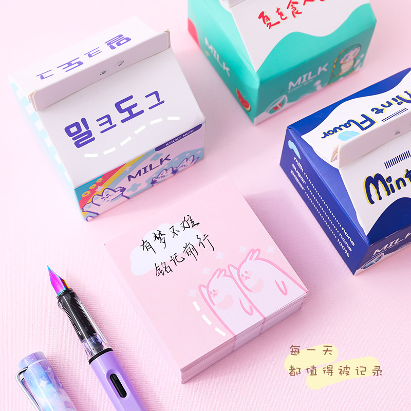 Creative Milk Box Convenience Stickup to this lovely sleeve Girl Poo Stickler Stickler Stickless Convenience Stickler Korea Ins Message Stickable to Tear N Sub small bento customizable