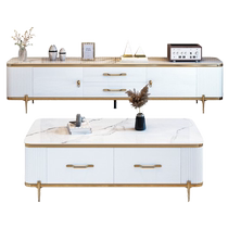 Ai Baosen slate TV cabinet coffee table combination Italian light luxury small apartment home living room solid wood modern simplicity