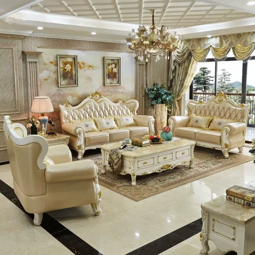 Кожаный диван Qiyu в европейском стиле, средняя и большая квартира, гостиная, комбинация первого слоя из воловьей кожи 123, диван из массива дерева, резная кожа, искусство