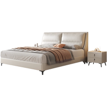 Naiqiu cream style leather bed modern simple 1 8 meter storage double bed home master bedroom wedding bed minimalist soft bed