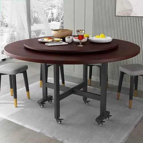 Ouya Yijia складной круглый стол обеденный стол бытовой круглый настольный многофункциональный обеденный стол на 10 человек обеденный стол круглый из ДСП из массива дерева