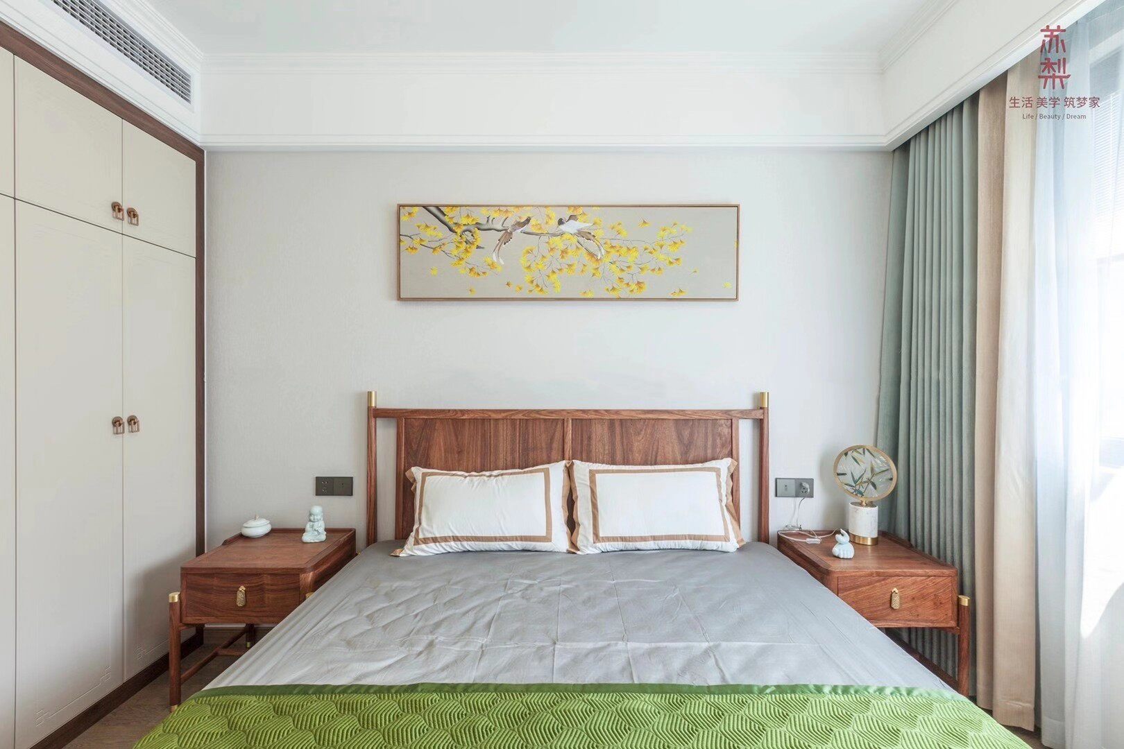 Supear Furniture Great Italian Modern New Chinese Red Wood Large Bed BPDWB01 Yellow Master Bedroom With Big Bed Double Bed