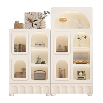 Albertson French cream style bookcase glass door display cabinet light luxury high-end home living room integrated whole wall bookshelf