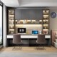 Eisenai Solid Wood Double Desk and Bookshelf Combination, Light Luxury Modern Computer Desk and Bookcase Integrated Bedroom Study Table