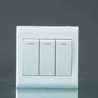 POVA three open double cut fluorescent switch A4 white POVA POVA Red Star Macailong Nanping shopping mall store