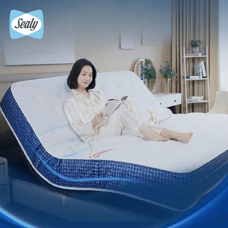 Sealy Electric Bed Frame with Motion Sensor Spring Mattress