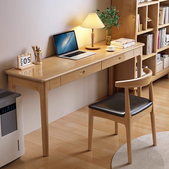 Zoshe Nordic Solid Wood Narrow Desk, Width 40/45cm, Small Apartment Wall-Mounted Office Desk, Simple and Modern