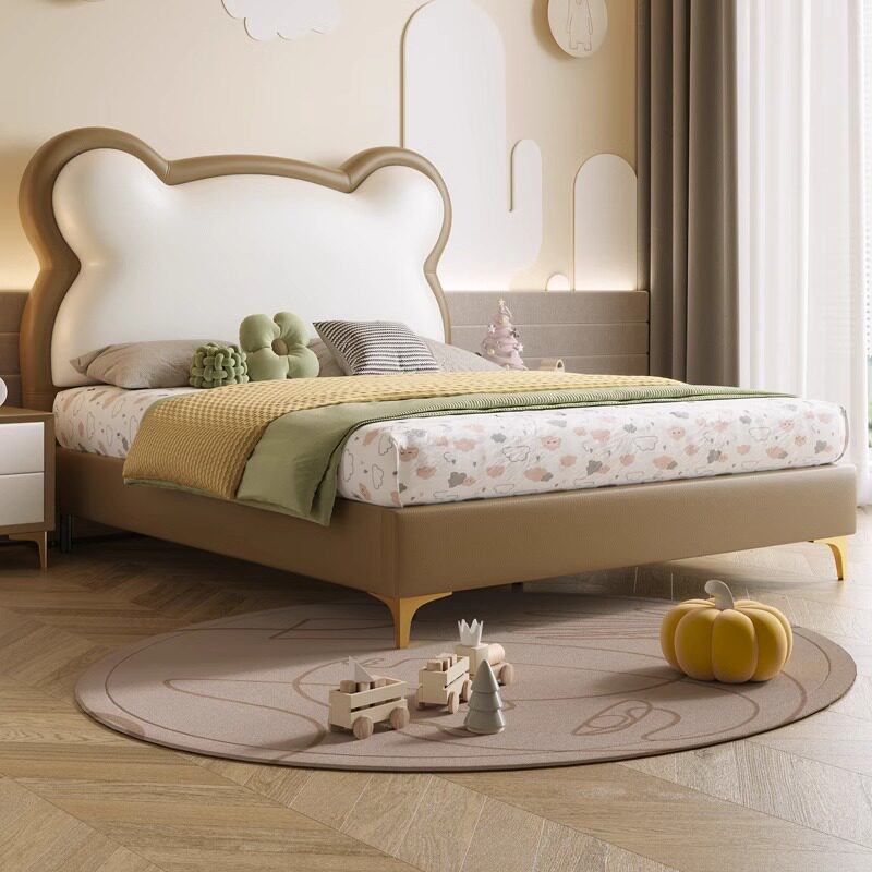 Детская кровать Rich craftsman с простым медведем, 1,35 м, кровать принцессы для девочек, 1,5 м, мультяшная мягкая кожаная кровать для мальчиков