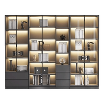Ai Baosen bookcase with glass door display cabinet modern light luxury home living room integrated wall to top bookshelf cabinet