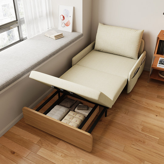 Kailaixing log style Nordic small apartment study balcony all-in-one dual-use retractable 1.2m fabric sofa bed