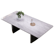 Pingfei dining table luxury stone Italian style minimalist Kari ice jade natural marble dining table and chair combination living room size apartment