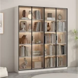 阳漫 Книжный шкаф из цельного дерева, встроенная полка от стены до верхней части, шкаф ручной работы, витрина, винный шкаф, домашний свет, роскошный шкаф от пола до потолка