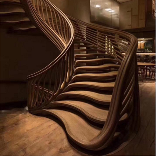 Your Lady Solid Wood Stairs Custom Duplex Villa Stairway Armrest Fence Loft Stairs Custom Factory Straight For