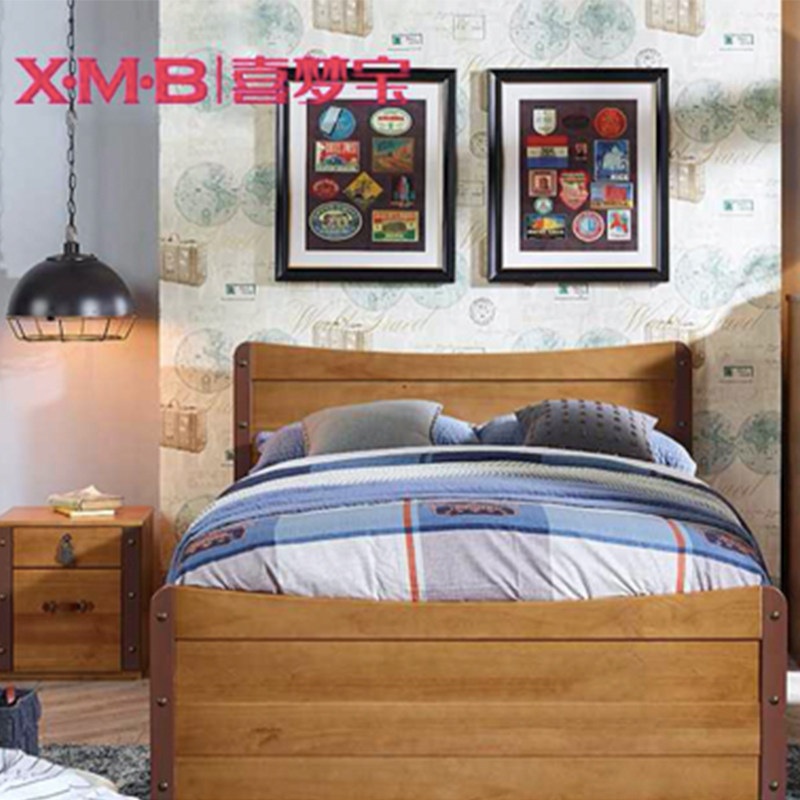 Happy Dream Baojiao Children's 1 2_1 35_1 5 m bed American full solid wood pine wood bed _ Universal travel