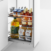 Kallia 304 stainless steel three-sided basket steel drawer vertical seasoning kitchen cabinet storage rack customization
