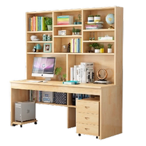 Wanyu solid wood desk bookshelf combination home with bookcase integrated computer desk desktop student writing desk study table