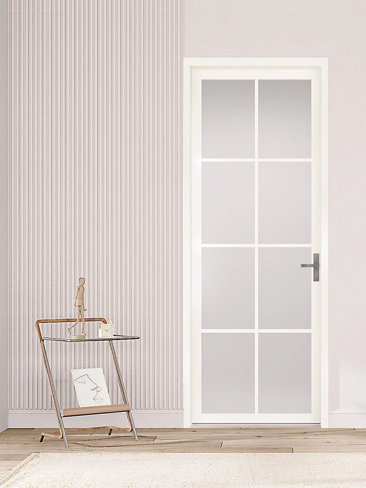 Ouboni Bathroom Door with Long Rainbow Glass, Stylish Kitchen Door, Toilet Door, Titanium Magnesium Flat Door, Aluminum Alloy Door, Nomi