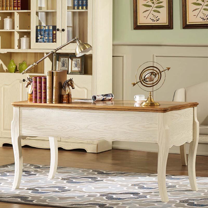 Positive century French style residential furniture solid wood rubber wood study desk L-S-1101