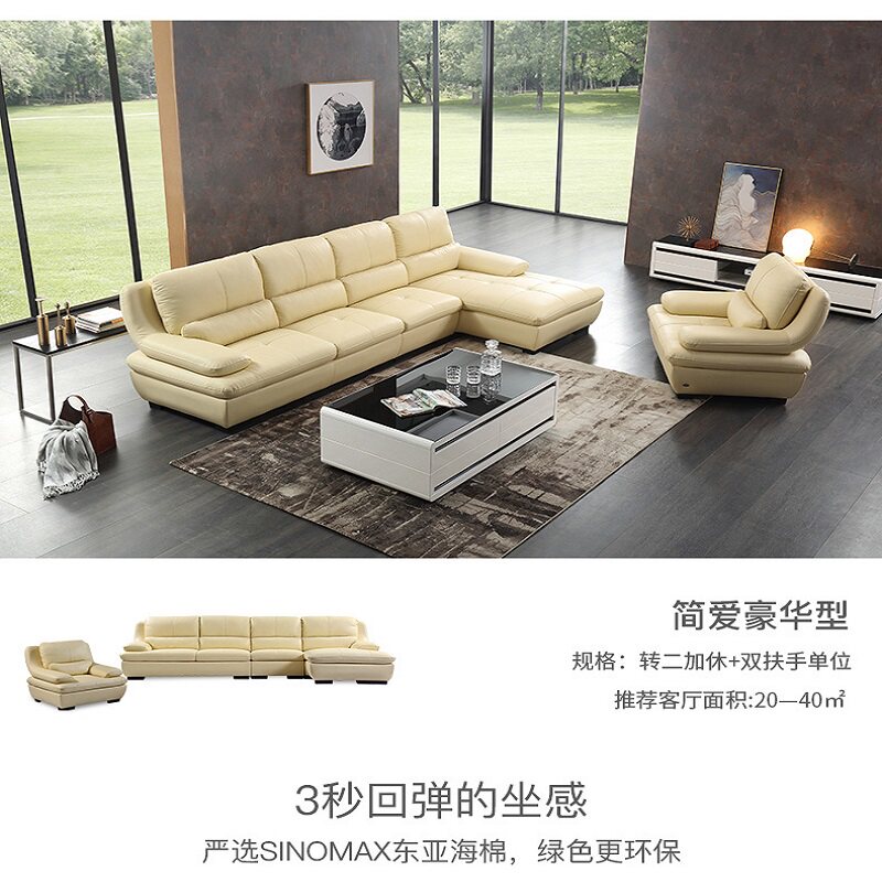 Left and Right Leather Sofa Modern Dapingshu Concubine Leather Art Sofa Coffee Table TV Cabinet Furniture Set Combination
