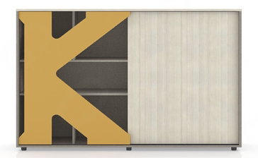 Light Wood Grain K-shaped File Cabinet Side Sliding Door Low Cabinet