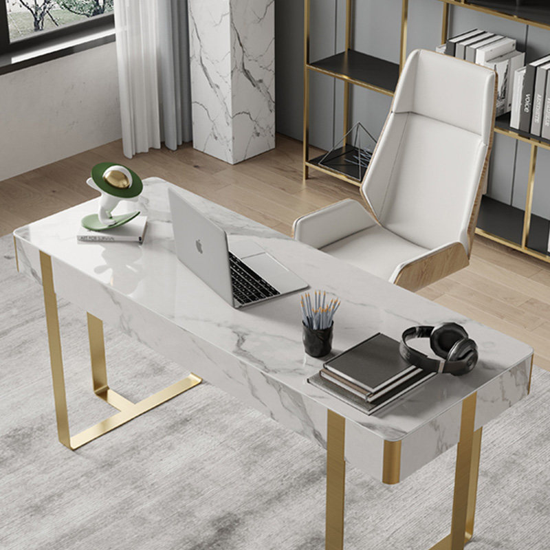 Shangchi Rock Plate Desk Extremely Simple Desk Brief Marble Narrow Desk Home Computer Desk Modern Light Extravagant Desk