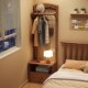 Yangman Solid Wood Floor-Standing Coat Rack and Bedside Table Combo for Small Apartments, Bedroom Bedside Storage Cabinet for Home Use