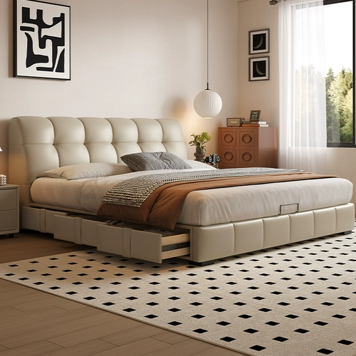 十虎 Своем двойная кровать с двумя кроватями черная крема Стиль Ветр.