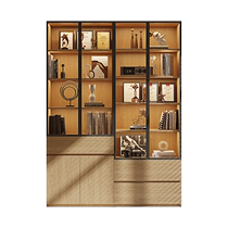 Haishe Yunzao customized solid wood bookcase with glass door bookshelf integrated whole wall living room home study display cabinet