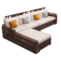 Muluan new Chinese style ebony wood solid wood sofa winter and summer dual-purpose living room high-end villa furniture storage wooden sofa