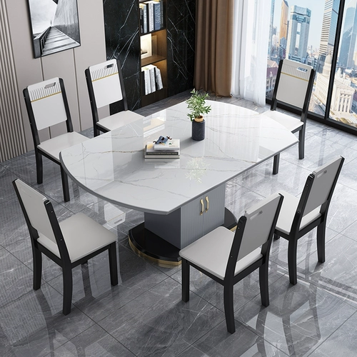 雅麦嘉 Итальянский легкий роскошный современный светлый светло -рок -тарелка Столовый стол простые квадратные круги