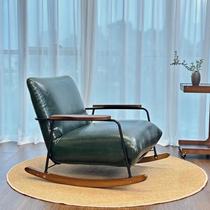 Yamaijia mid-century style rocking chair leisure balcony single sofa living room classical lunch break reclining lazy sofa chair