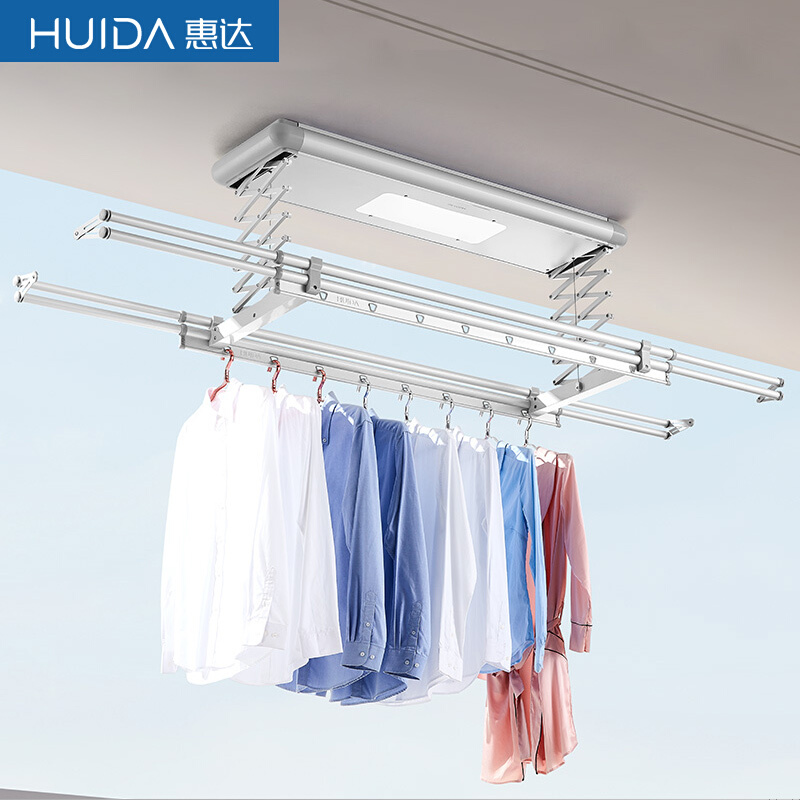 Whirlda Bathroom Electric Clothes Hanger Double Pole Telescopic Lifting Clotheshorse balcony Small and medium-sized Type Smart Remote Control Silver-Taobao