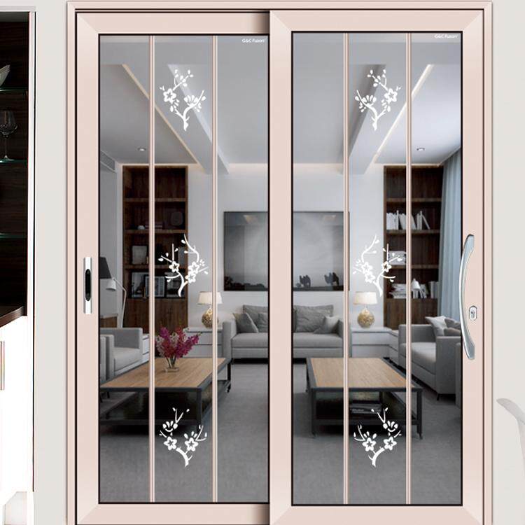 Fuxuan doors and windows Brown heavy-duty aluminum alloy living room balcony partition kitchen sliding door custom hanging sliding door
